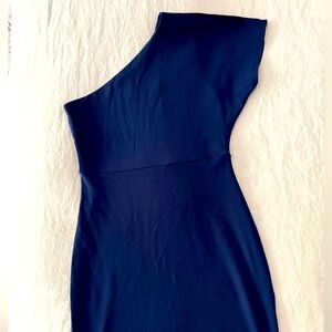 One shoulder dress - bright navy- never worn.